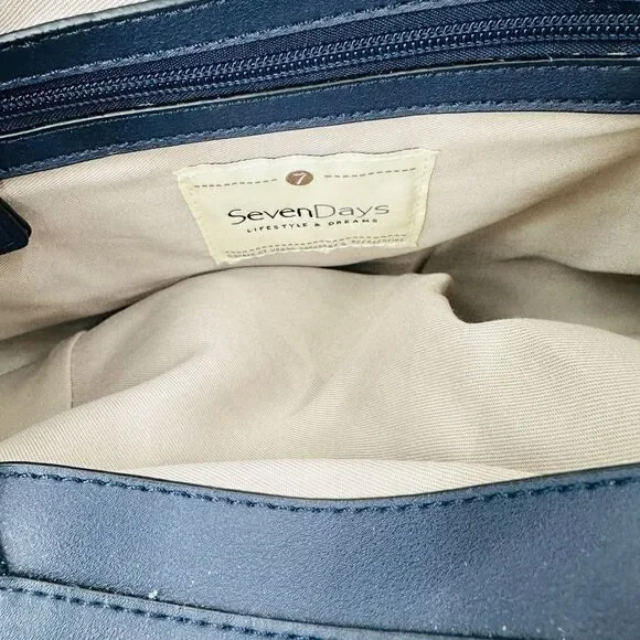 Seven Days Lifestyle & Dreams Vegan Leather BLUE Tote Large Handbag Pockets! NWT - Picture 13 of 16